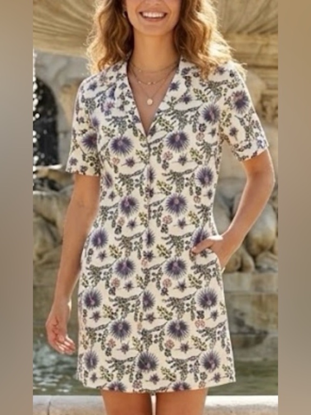 Vans women button front Shirt dress with Floral Print S